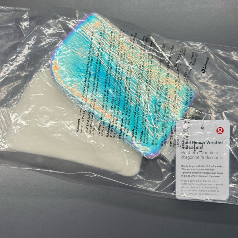 Lululemon Dual Pouch Wristlet Iridescent & Bone O/S NWT - Picture 3 of 4